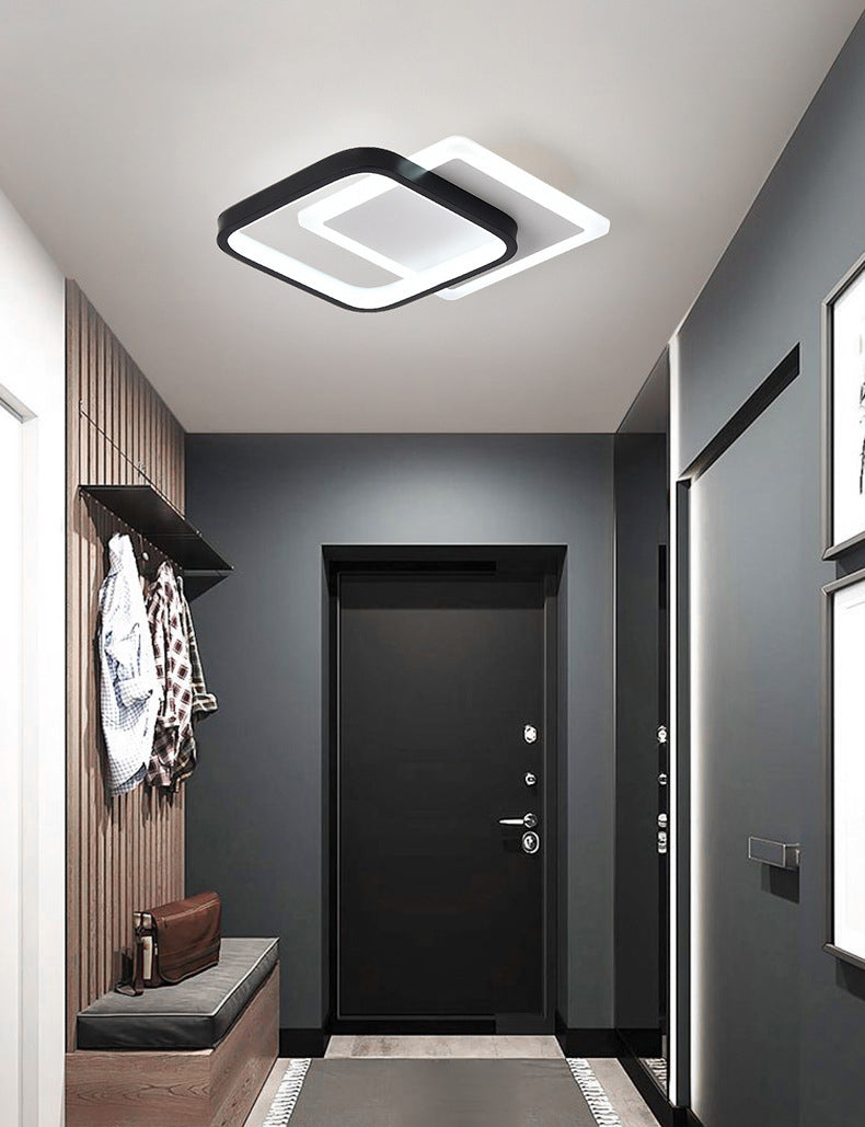 Geometric Aisle Ceiling Flush Mount Light Acrylic LED Simplicity Ceiling Mounted Light in Black-White