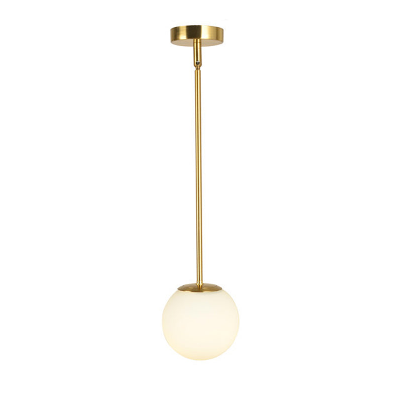 Mid-Century Design Globe Hanging Lamp Opal Frosted Glass Shade 1 Light Pendant Light