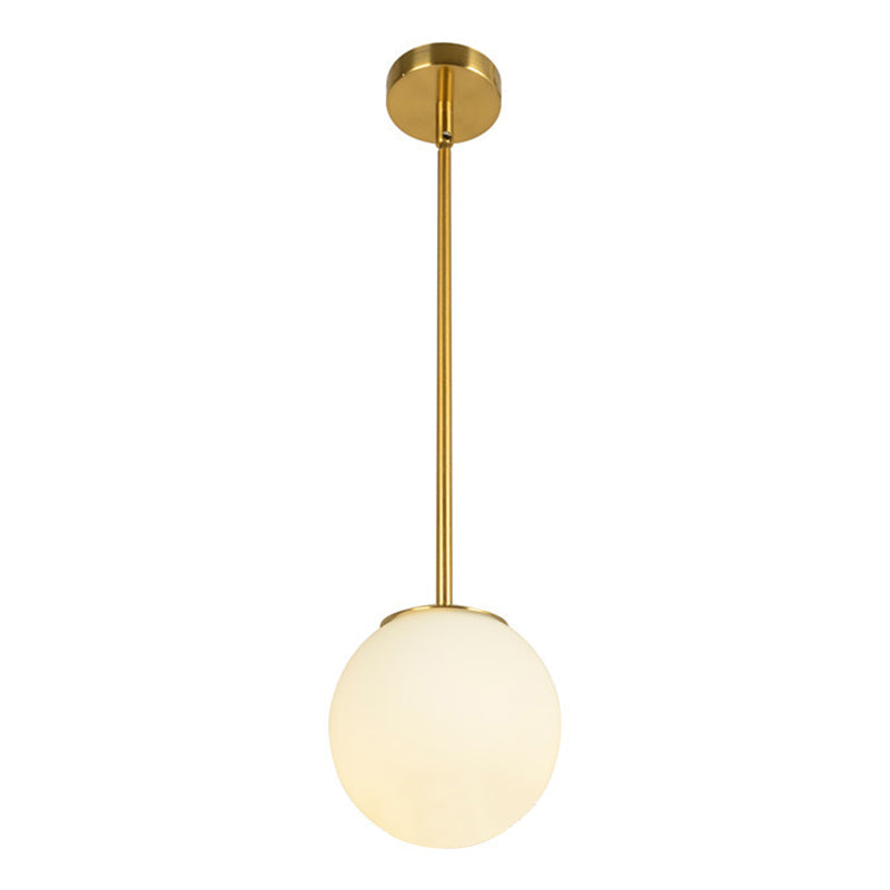 Mid-Century Design Globe Hanging Lamp Opal Frosted Glass Shade 1 Light Pendant Light