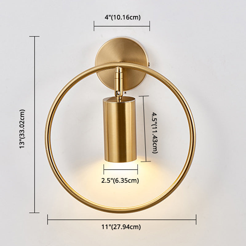 Modern Style Simplicity Wall Sconce Metal Ring Design Single Bulb Bedside Light