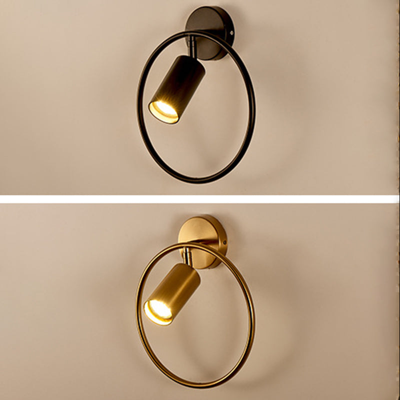 Modern Style Simplicity Wall Sconce Metal Ring Design Single Bulb Bedside Light