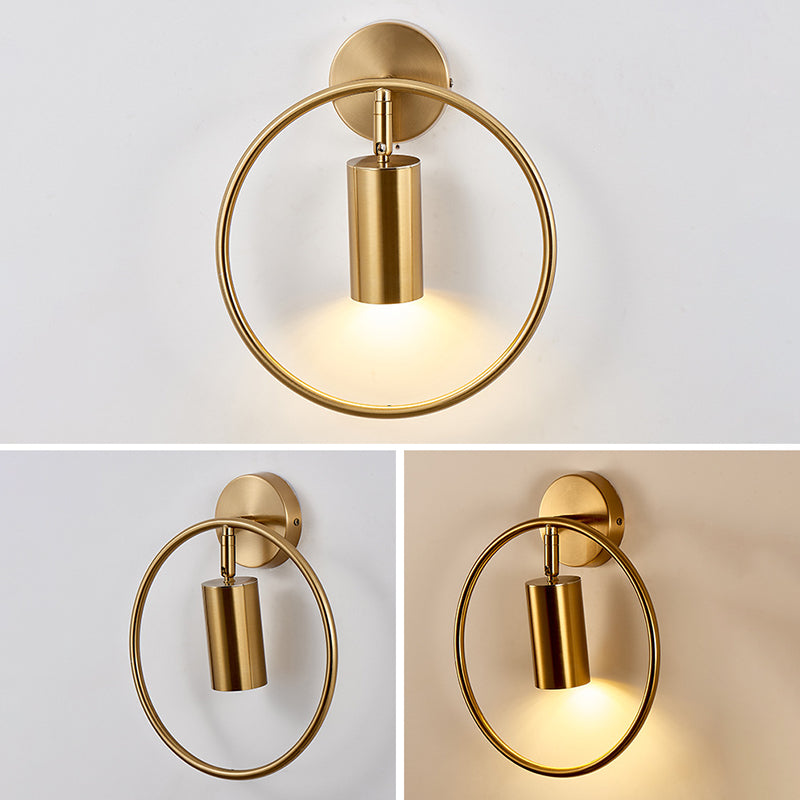 Modern Style Simplicity Wall Sconce Metal Ring Design Single Bulb Bedside Light