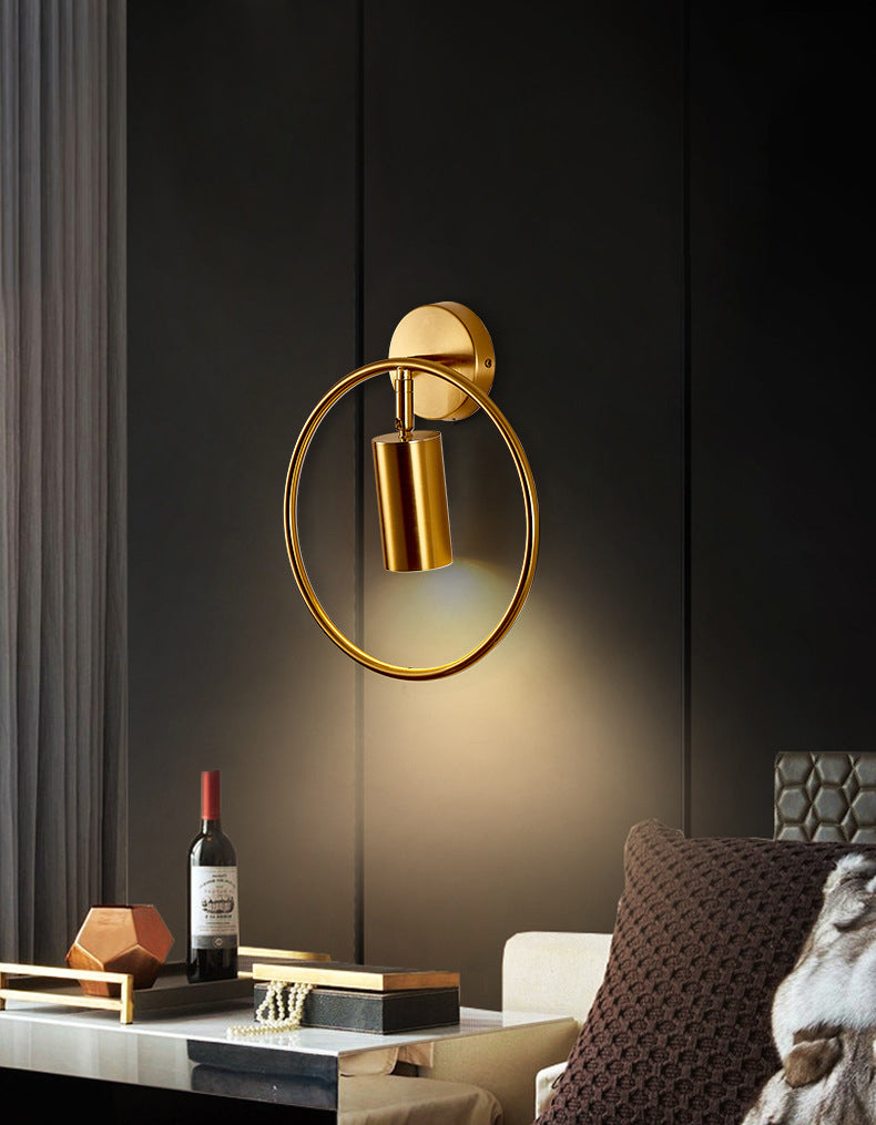Modern Style Simplicity Wall Sconce Metal Ring Design Single Bulb Bedside Light