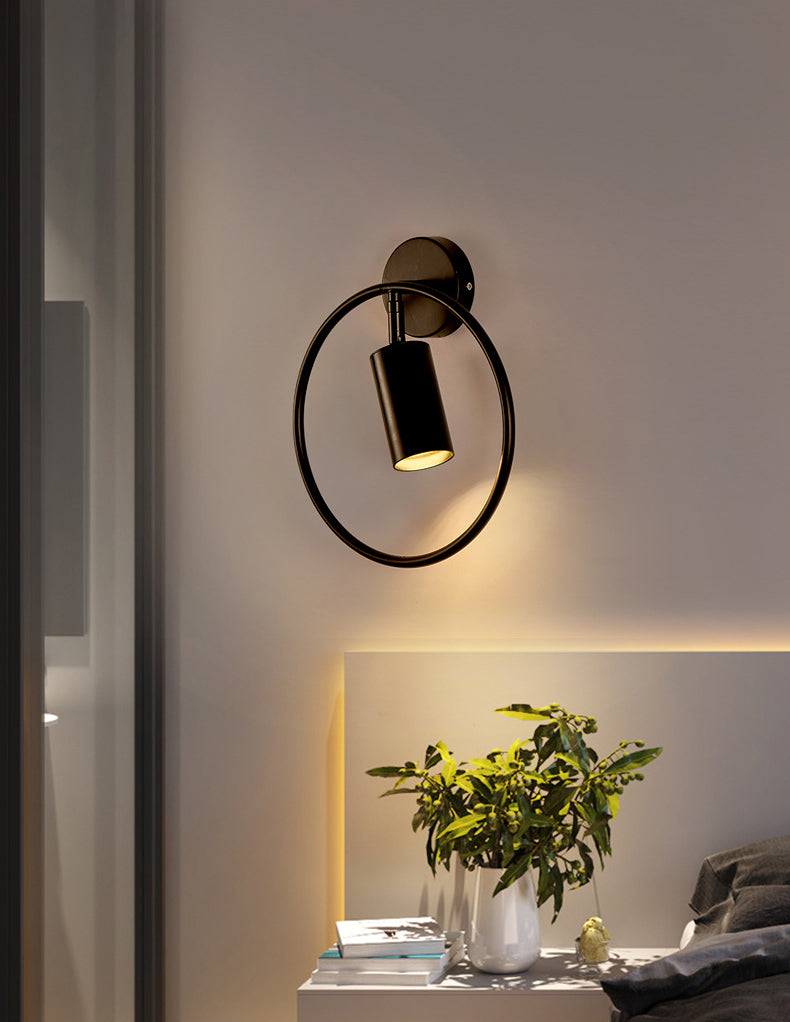 Modern Style Simplicity Wall Sconce Metal Ring Design Single Bulb Bedside Light