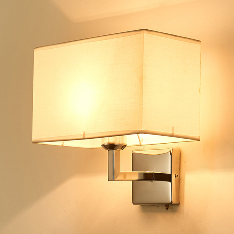 10.6 "H lampada a parete esterna al braccio a fissaggio singolo con tonalità in tessuto rettangolare