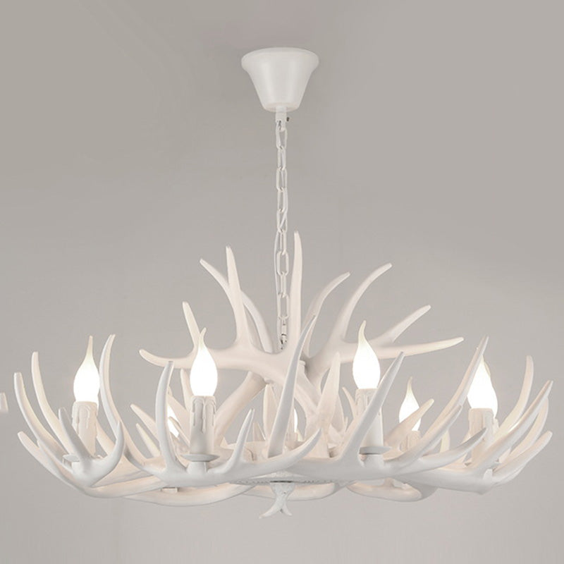 Deer Antler Chandelier Light Fixture Rustic Vintage Plastic Pendant Lighting for Restaurant