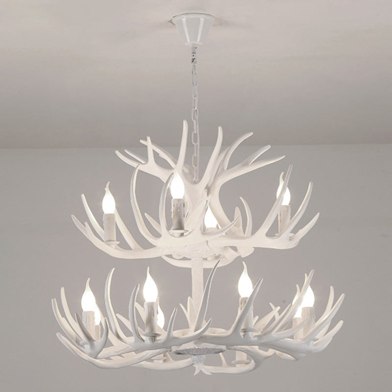 Deer Antler Chandelier Light Fixture Rustic Vintage Plastic Pendant Lighting for Restaurant