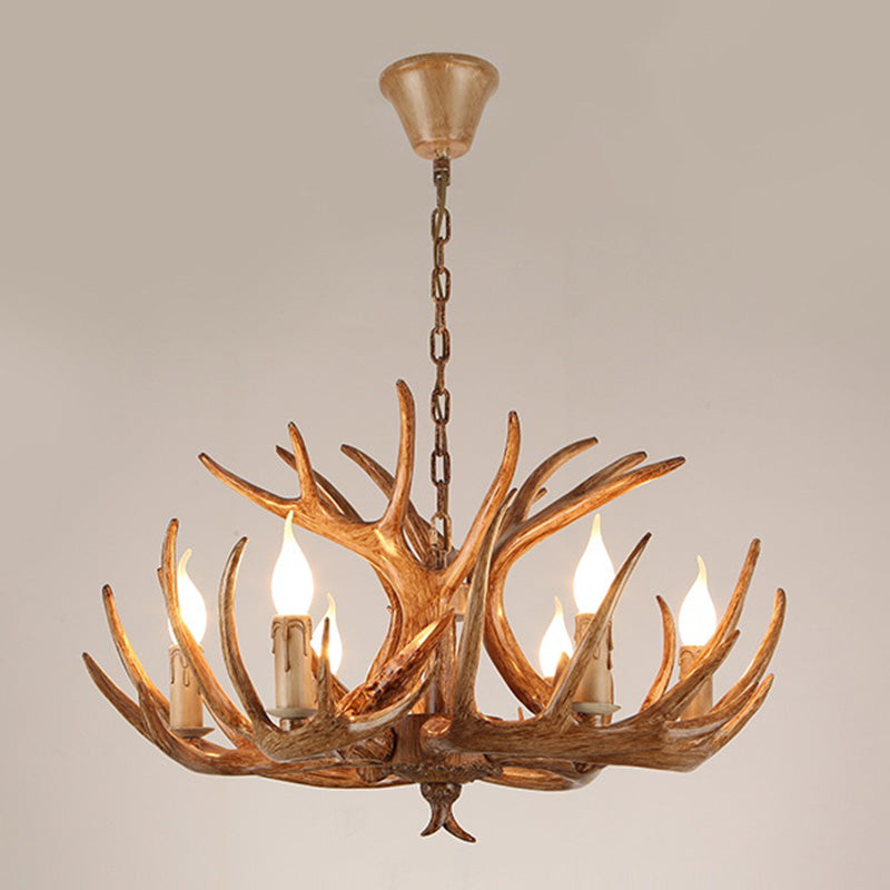 Deer Antler Chandelier Light Fixture Rustic Vintage Plastic Pendant Lighting for Restaurant