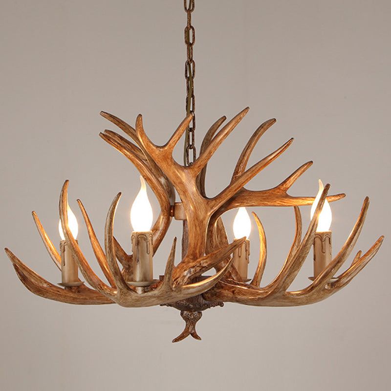 Deer Antler Chandelier Light Fixture Rustic Vintage Plastic Pendant Lighting for Restaurant