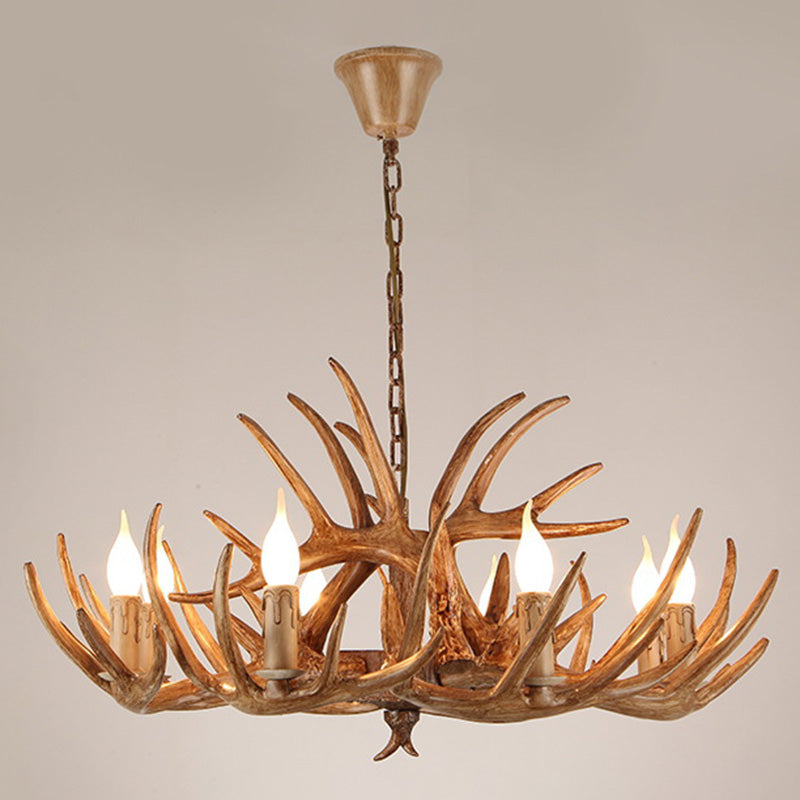 Deer Antler Chandelier Light Fixture Rustic Vintage Plastic Pendant Lighting for Restaurant