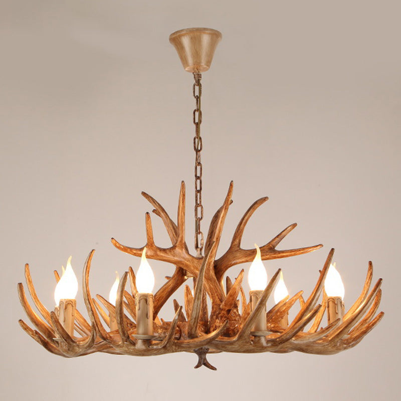 Deer Antler Chandelier Light Fixture Rustic Vintage Plastic Pendant Lighting for Restaurant