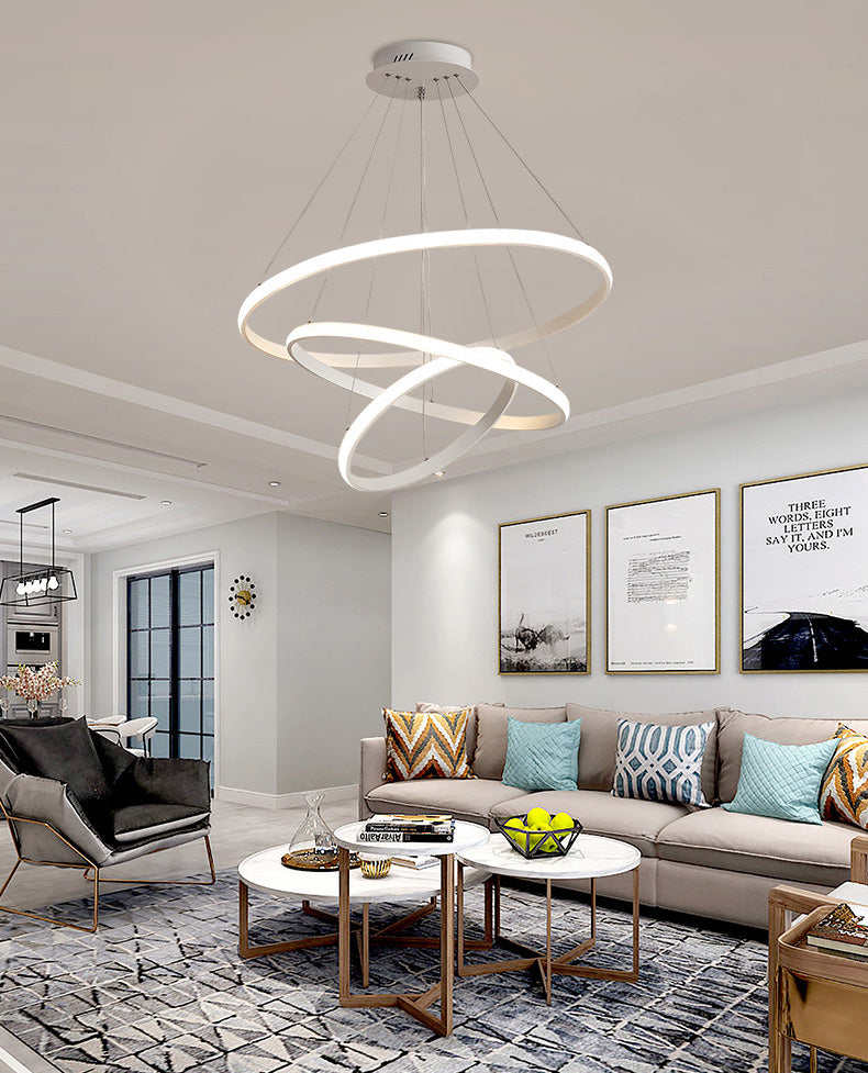 Modern Simplicity Orbit Pendant Chandelier Acrylic Hanging Light Fixture for Living Room