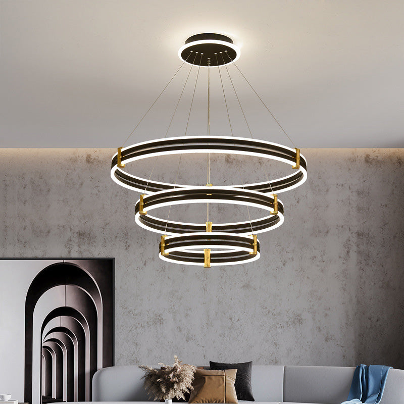 Postmodern Simplicity Round Ceiling Chandelier Acrylic Hanging Light with Hanging Cord for Living Room