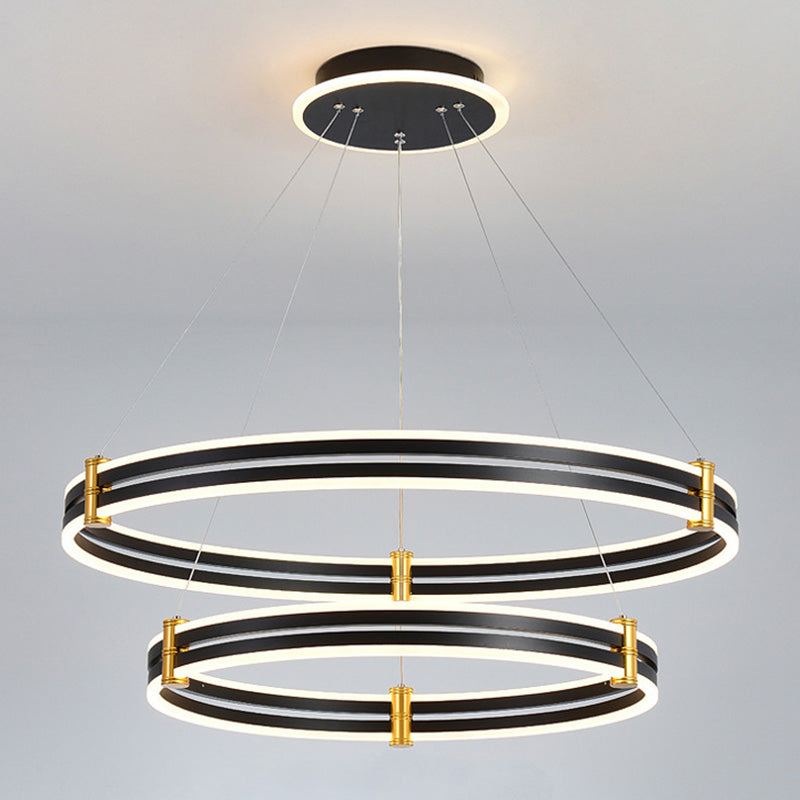 Postmodern Simplicity Round Ceiling Chandelier Acrylic Hanging Light with Hanging Cord for Living Room