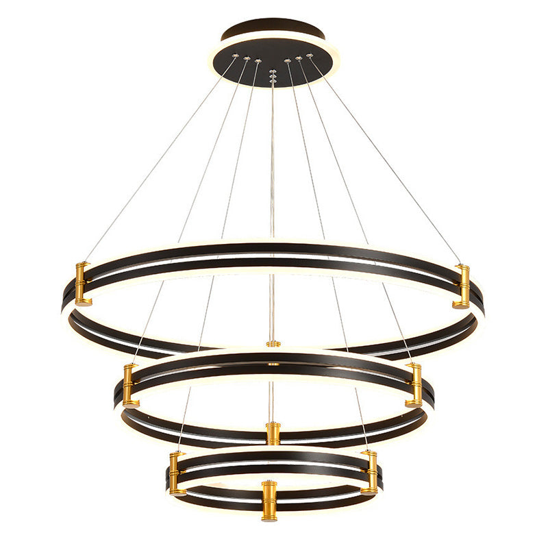 Postmodern Simplicity Round Ceiling Chandelier Acrylic Hanging Light with Hanging Cord for Living Room