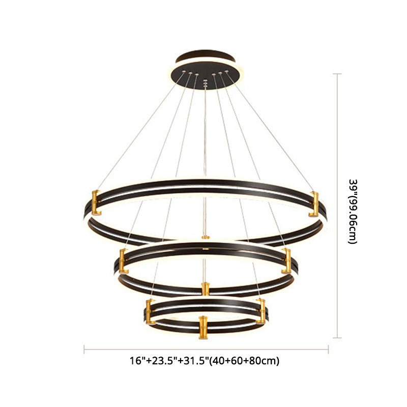 Postmodern Simplicity Round Ceiling Chandelier Acrylic Hanging Light with Hanging Cord for Living Room