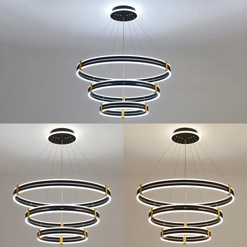 Postmodern Simplicity Round Ceiling Chandelier Acrylic Hanging Light with Hanging Cord for Living Room