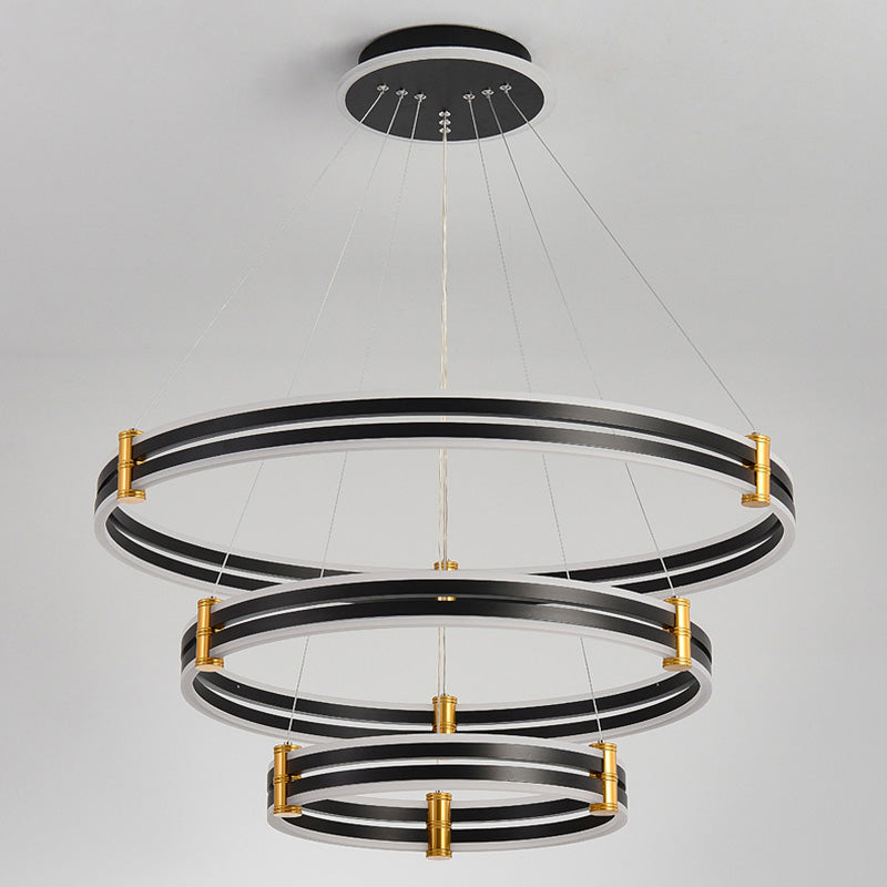 Postmodern Simplicity Round Ceiling Chandelier Acrylic Hanging Light with Hanging Cord for Living Room