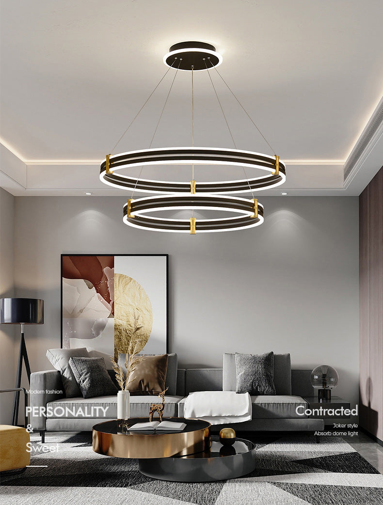 Postmodern Simplicity Round Ceiling Chandelier Acrylic Hanging Light with Hanging Cord for Living Room