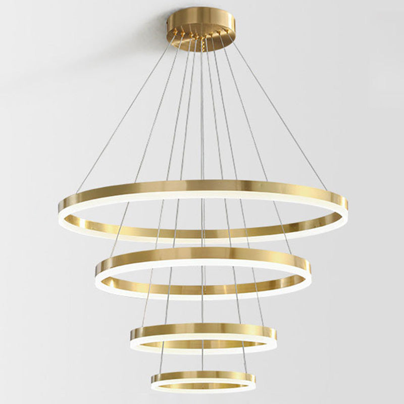 Moderne ring kroonluchter acryl hanger plafondlampen met verstelbaar hangsnoer voor woonkamer