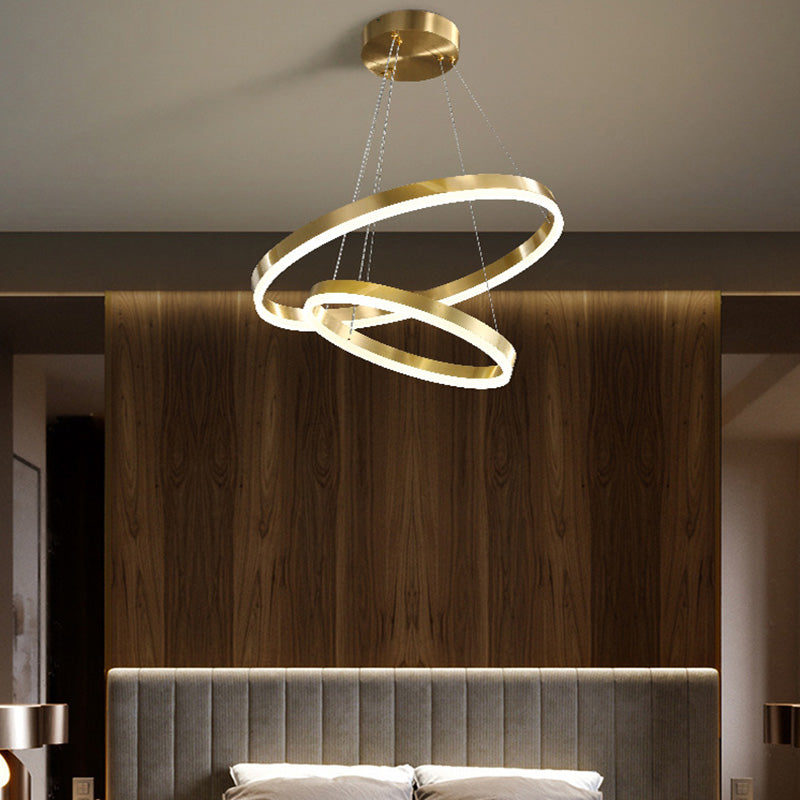 Moderne ring kroonluchter acryl hanger plafondlampen met verstelbaar hangsnoer voor woonkamer