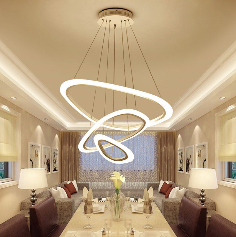 Postmodern Simplicity Triangle LED Chandelier Light Fixtures Acrylic Hanging Pendant Lights for Restaurant