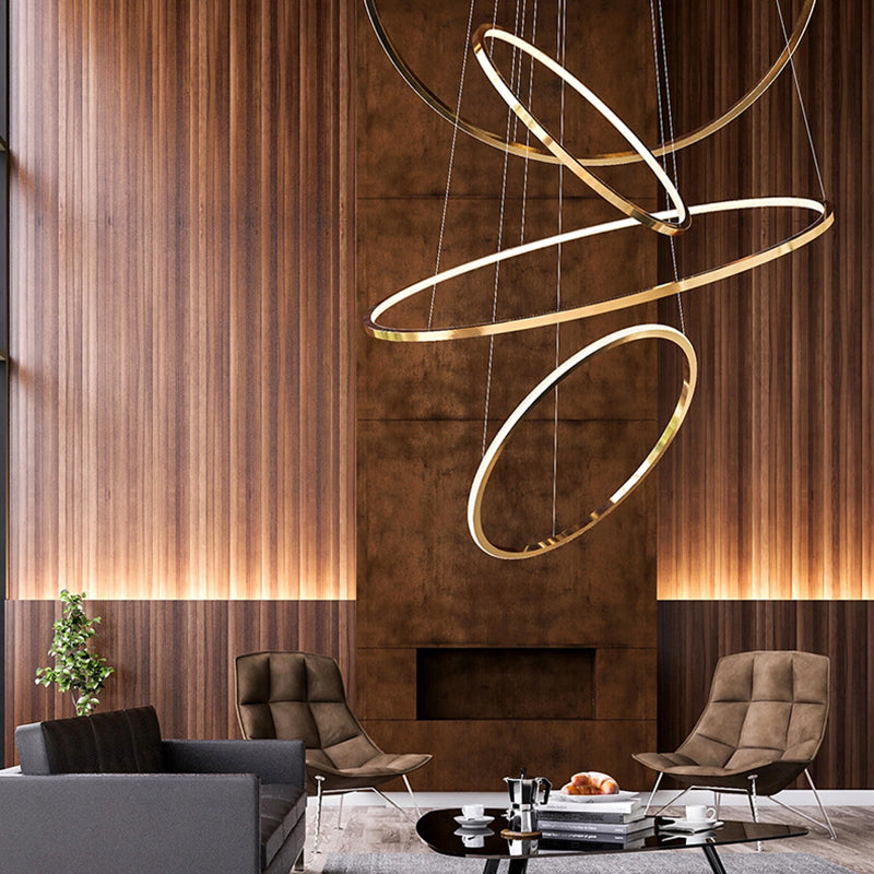 Moderne Ring Opgebroken verlichtingsarmatuur Metallic Pendant -verlichtingsarmaturen voor restaurant