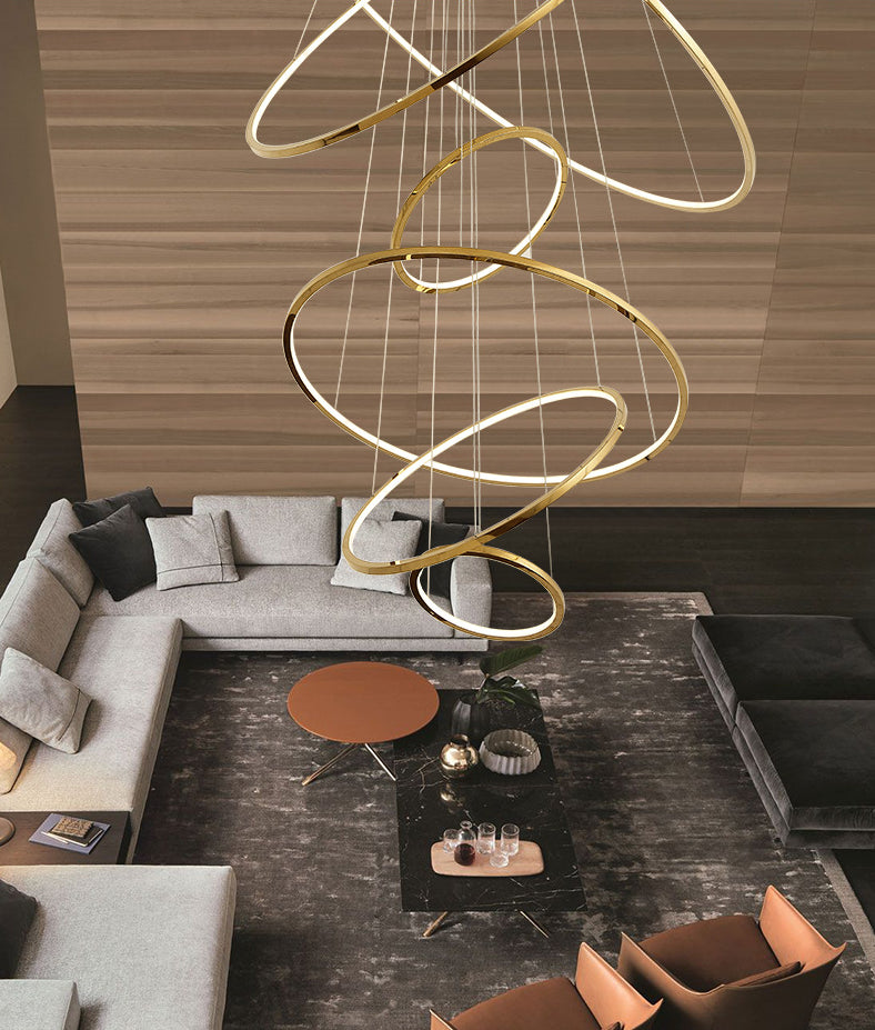 Moderne Ring Opgebroken verlichtingsarmatuur Metallic Pendant -verlichtingsarmaturen voor restaurant