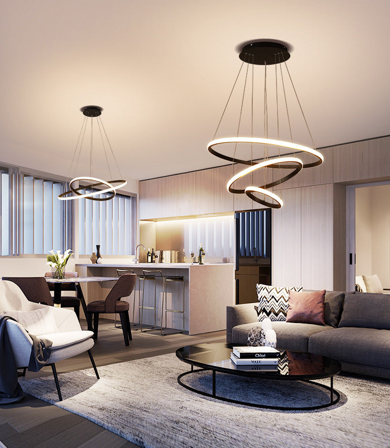 Contemporary Circle Pendant Light Fixture Aluminum Hanging Pendant Light for Living Room