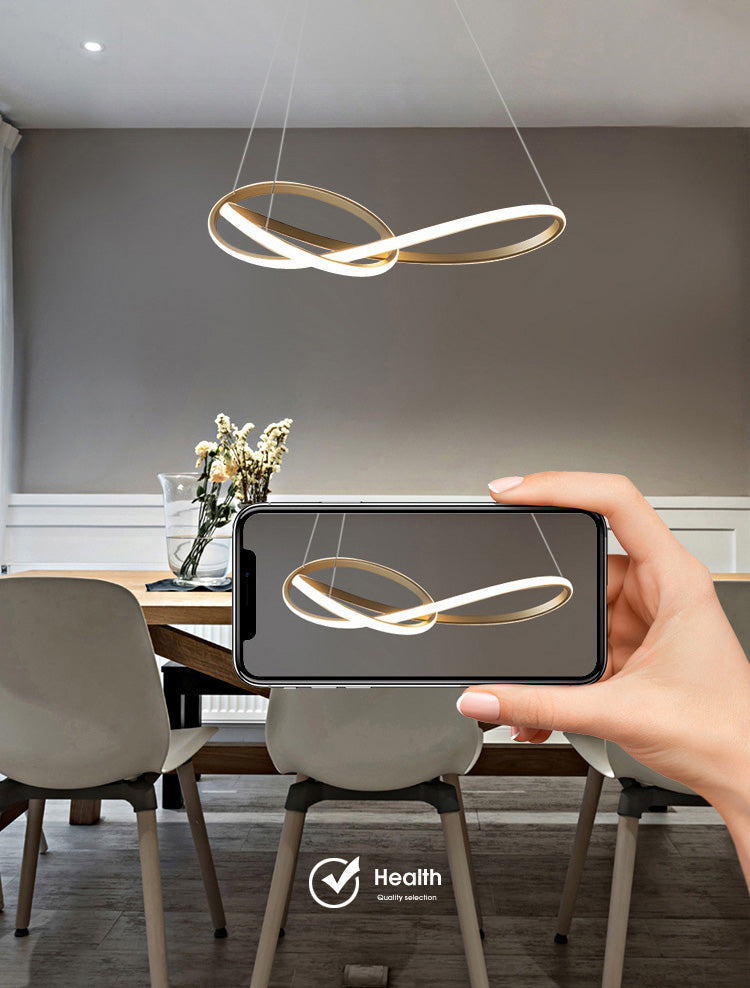 Modern Spiral Chandelier Light Fixtures Metallic Hanging Light Kit for Restaurant