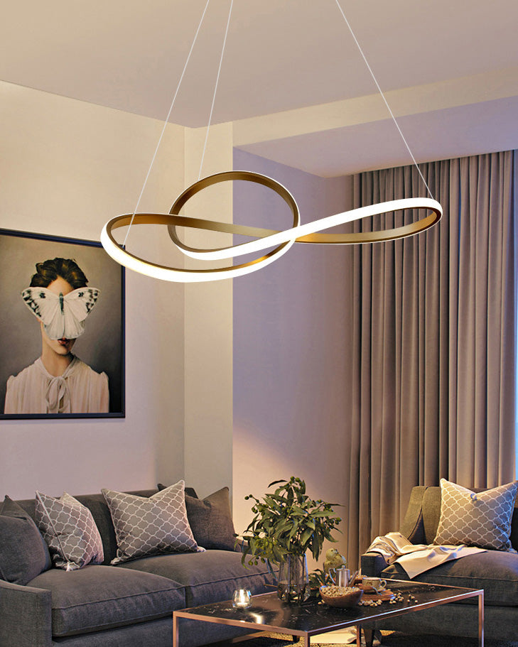 Modern Spiral Chandelier Light Fixtures Metallic Hanging Light Kit for Restaurant