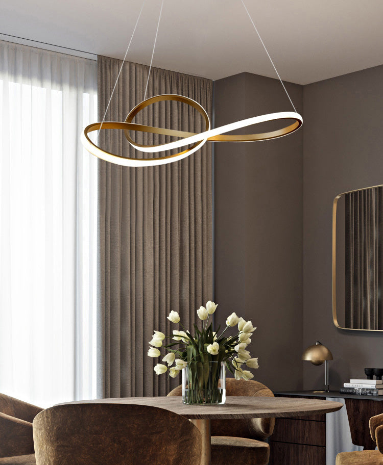 Modern Spiral Chandelier Light Fixtures Metallic Hanging Light Kit for Restaurant