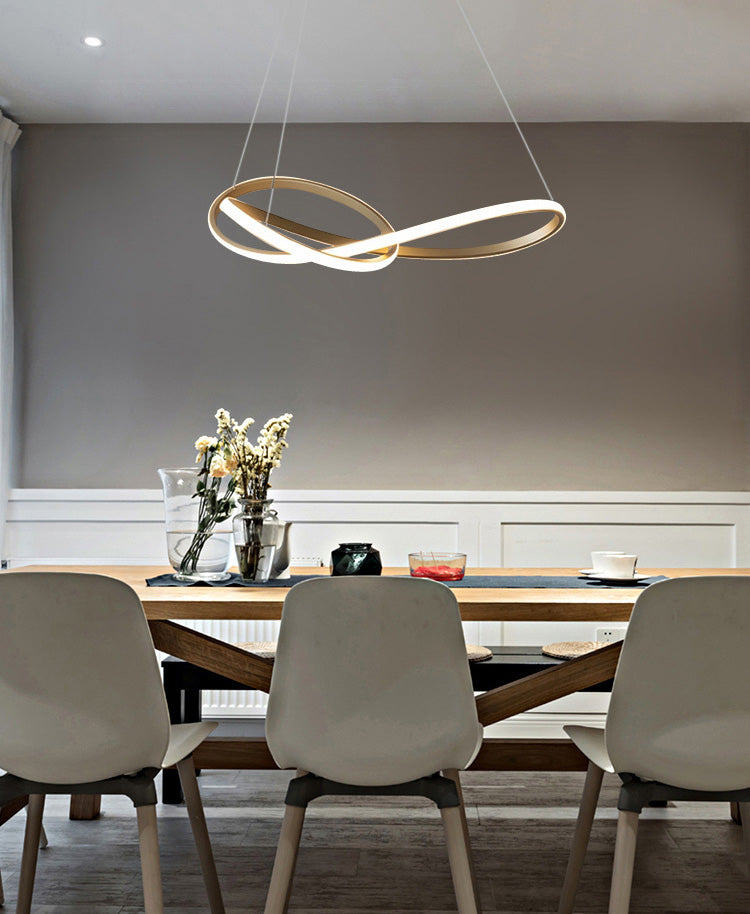 Modern Spiral Chandelier Light Fixtures Metallic Hanging Light Kit for Restaurant