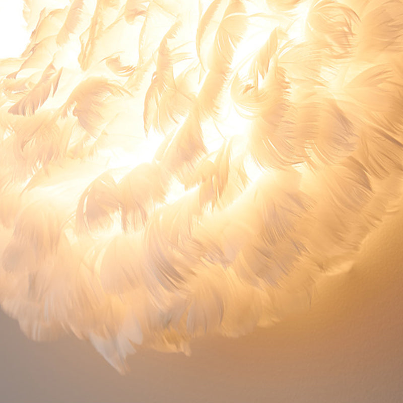 Nordic Romantic Style Feathered Wall Sconce Metal 1 Light Sconces