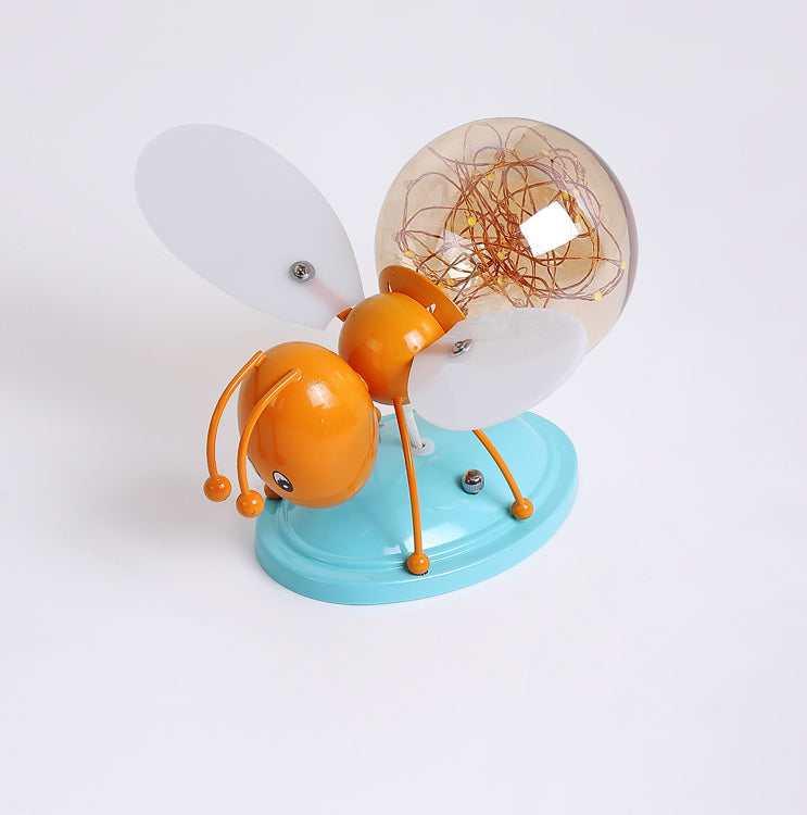 Creative Cartoon Style Bee Shaped Wall Sconce Glass 1 Light Sconces for Bedroom