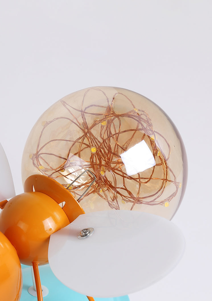 Creative Cartoon Style Bee Shaped Wall Sconce Glass 1 Light Sconces for Bedroom