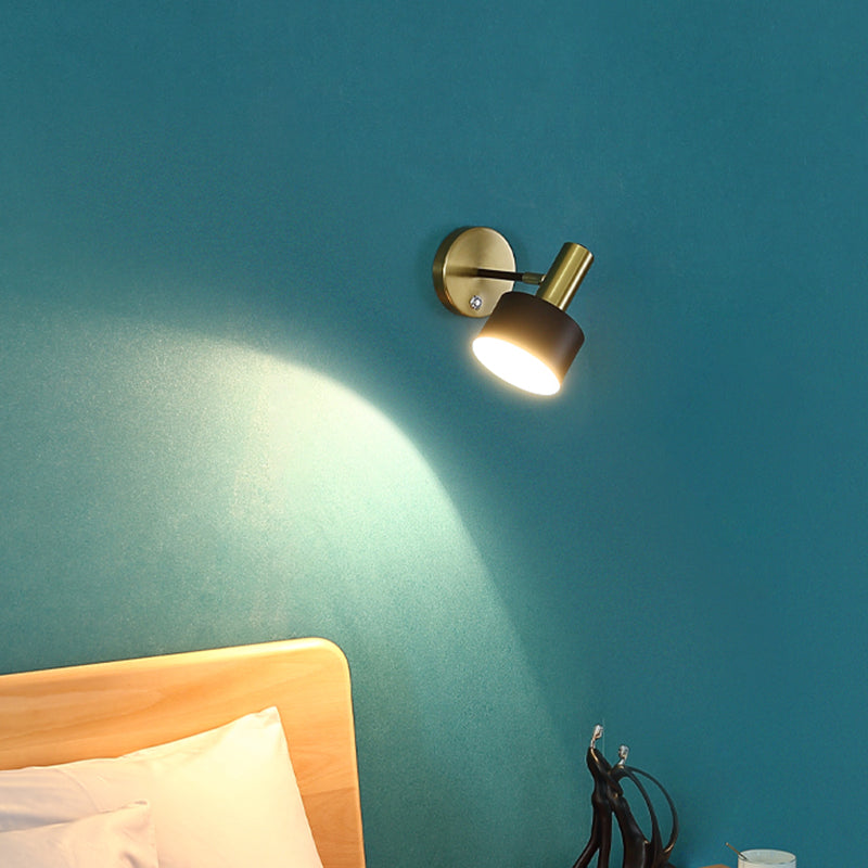 Adjustable Angle 1 Light Cylinderical Wall Sconce Nordic Luxury Style Metal Sconces