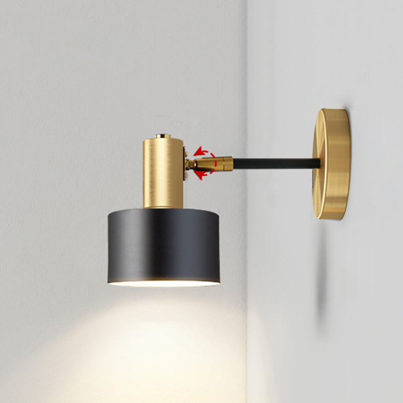 Adjustable Angle 1 Light Cylinderical Wall Sconce Nordic Luxury Style Metal Sconces