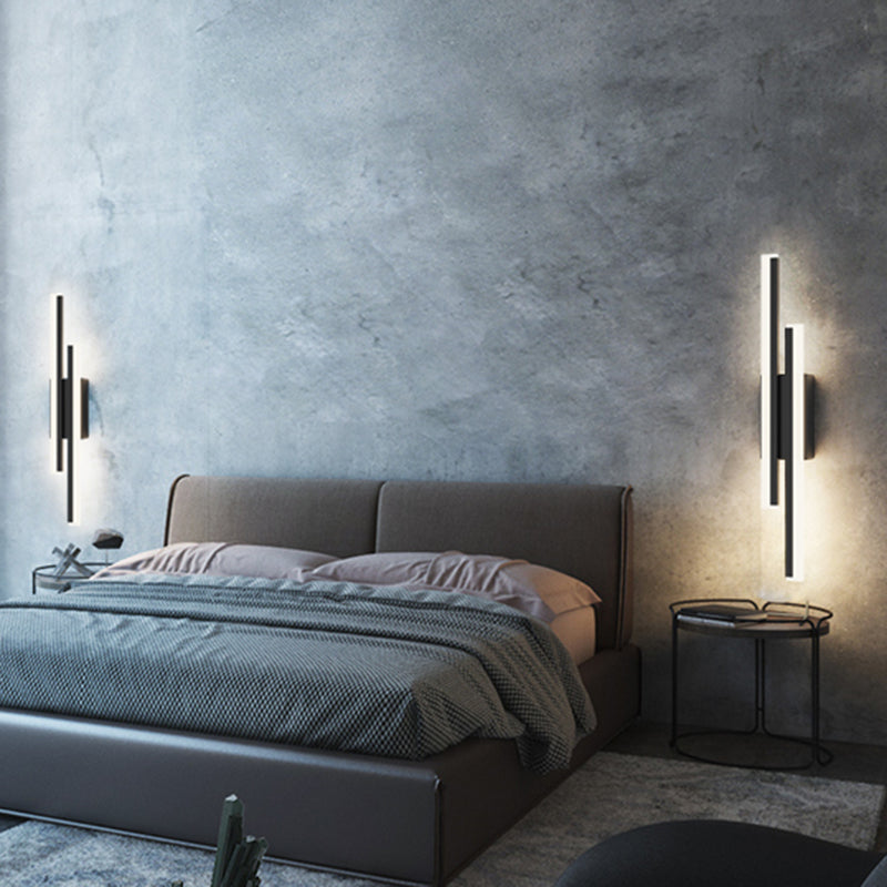 2-Lights Linear Wall Sconce Nordic Minimalist Style Aluminum Sconce Wall Light
