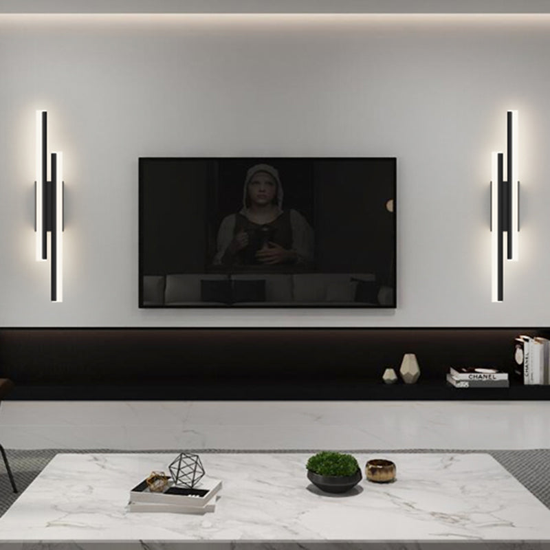 2-Lights Linear Wall Sconce Nordic Minimalist Style Aluminum Sconce Wall Light