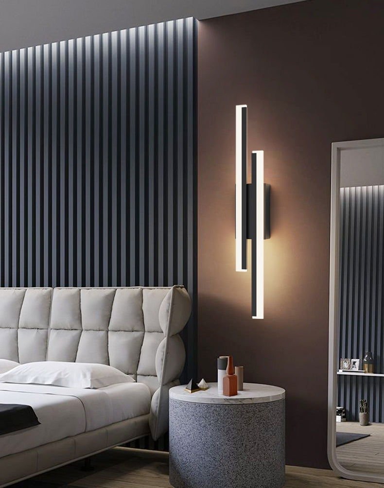 2-Lights Linear Wall Sconce Nordic Minimalist Style Aluminum Sconce Wall Light