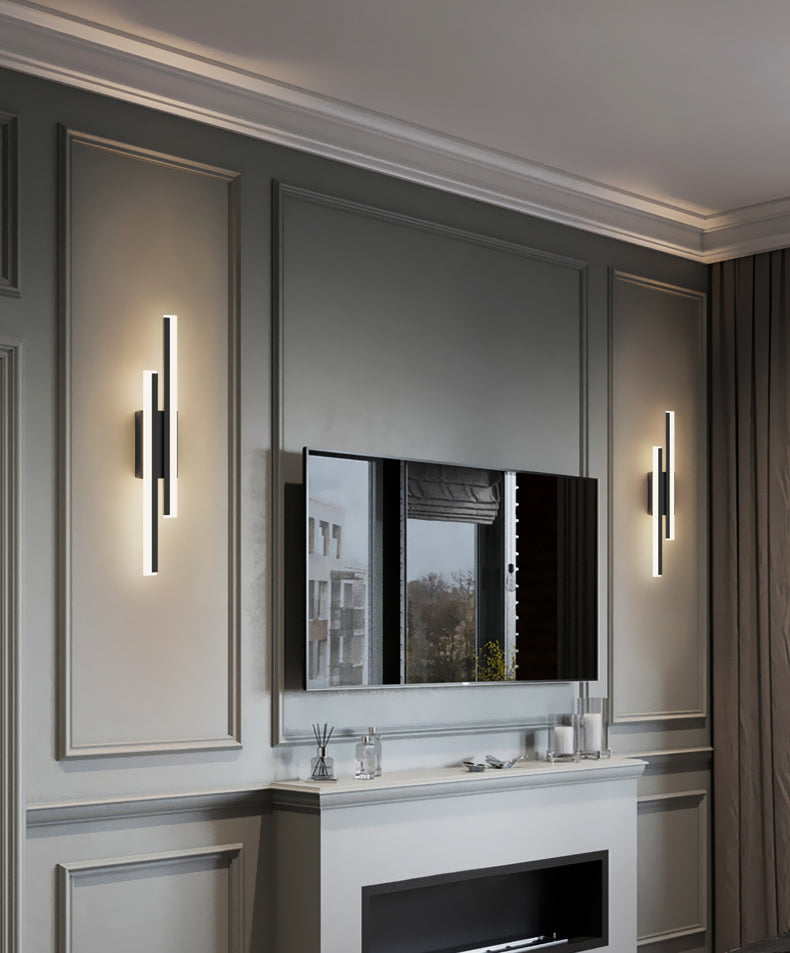 2-Lights Linear Wall Sconce Nordic Minimalist Style Aluminum Sconce Wall Light