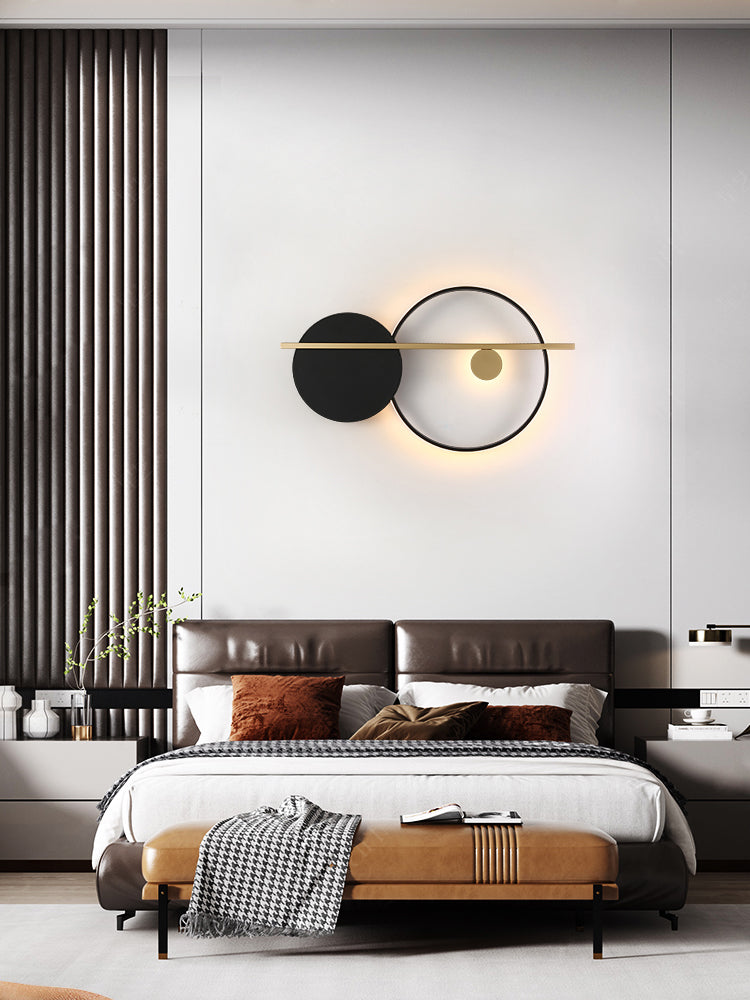 Circular Wall Sconce Nordic Minimalist Style Iron 2 Lights Sconces