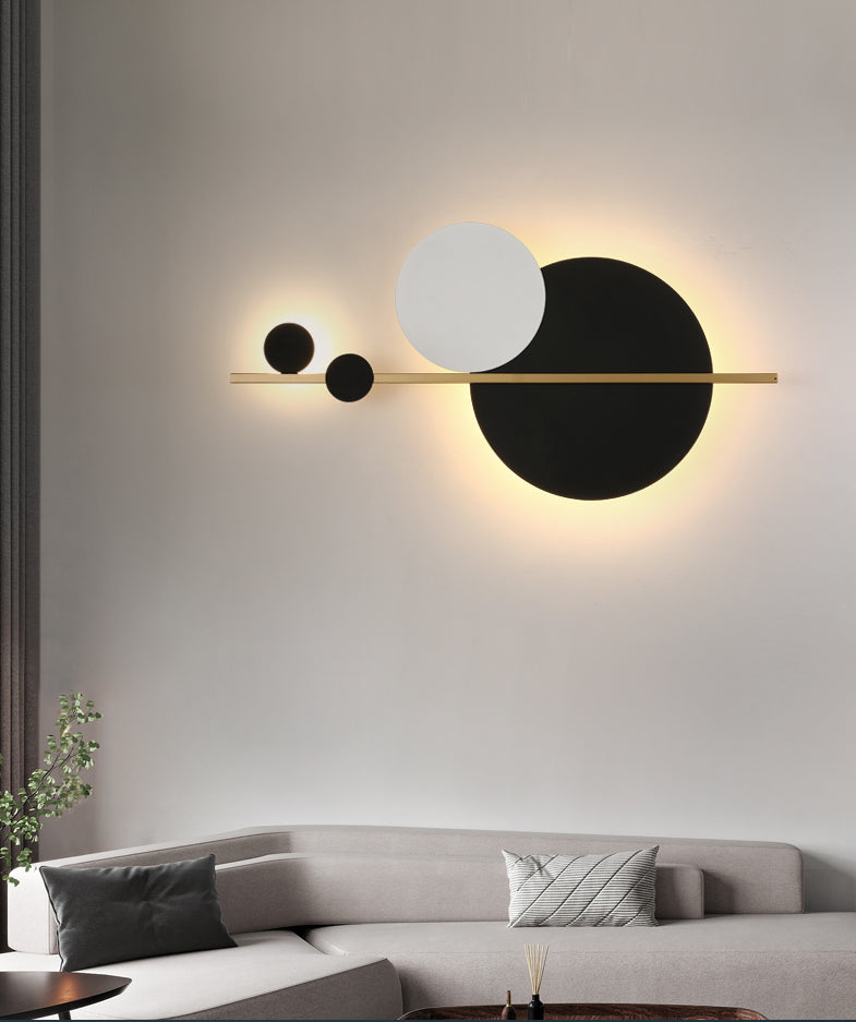 Circular Wall Sconce Nordic Minimalist Style Iron 2 Lights Sconces