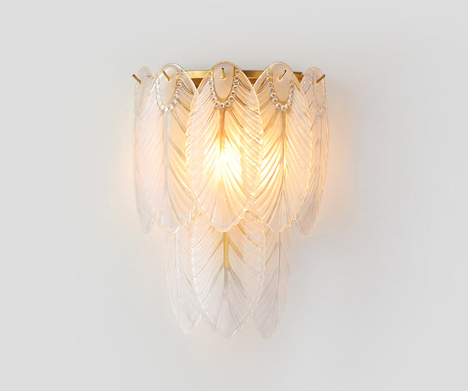 Modern Luxury Style Feather-shaped Wall Sconce Glass Sconces for Living Room