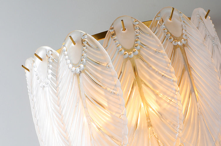 Modern Luxury Style Feather-shaped Wall Sconce Glass Sconces for Living Room