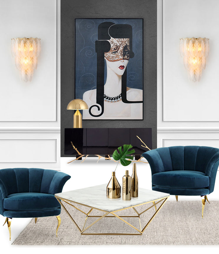 Modern Luxury Style Feather-shaped Wall Sconce Glass Sconces for Living Room