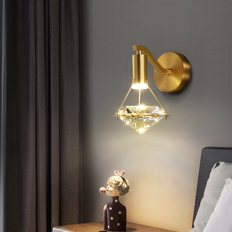 Diamond Sconce Wall Light Modern Luxury Style Crystal 1 Light Sconces
