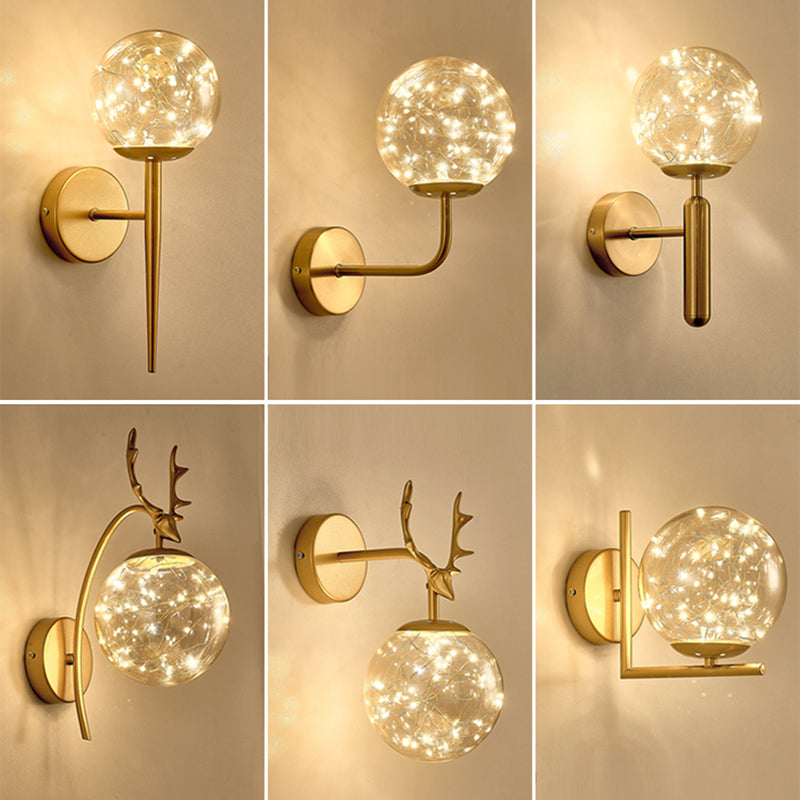 Globe Wall Sconce Gypsophila Style Glass Sconce Wall Light for Bedroom