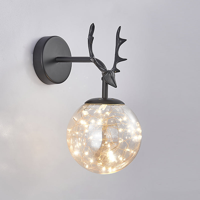 Globe Wall Sconce Gypsophila Style Glass Sconce Wall Light for Bedroom